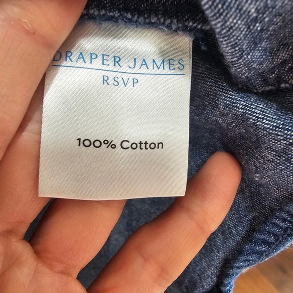 Draper James RSVP Denim Top XS Blue Sleeveless Ruffle Button - Picture 4 of 5